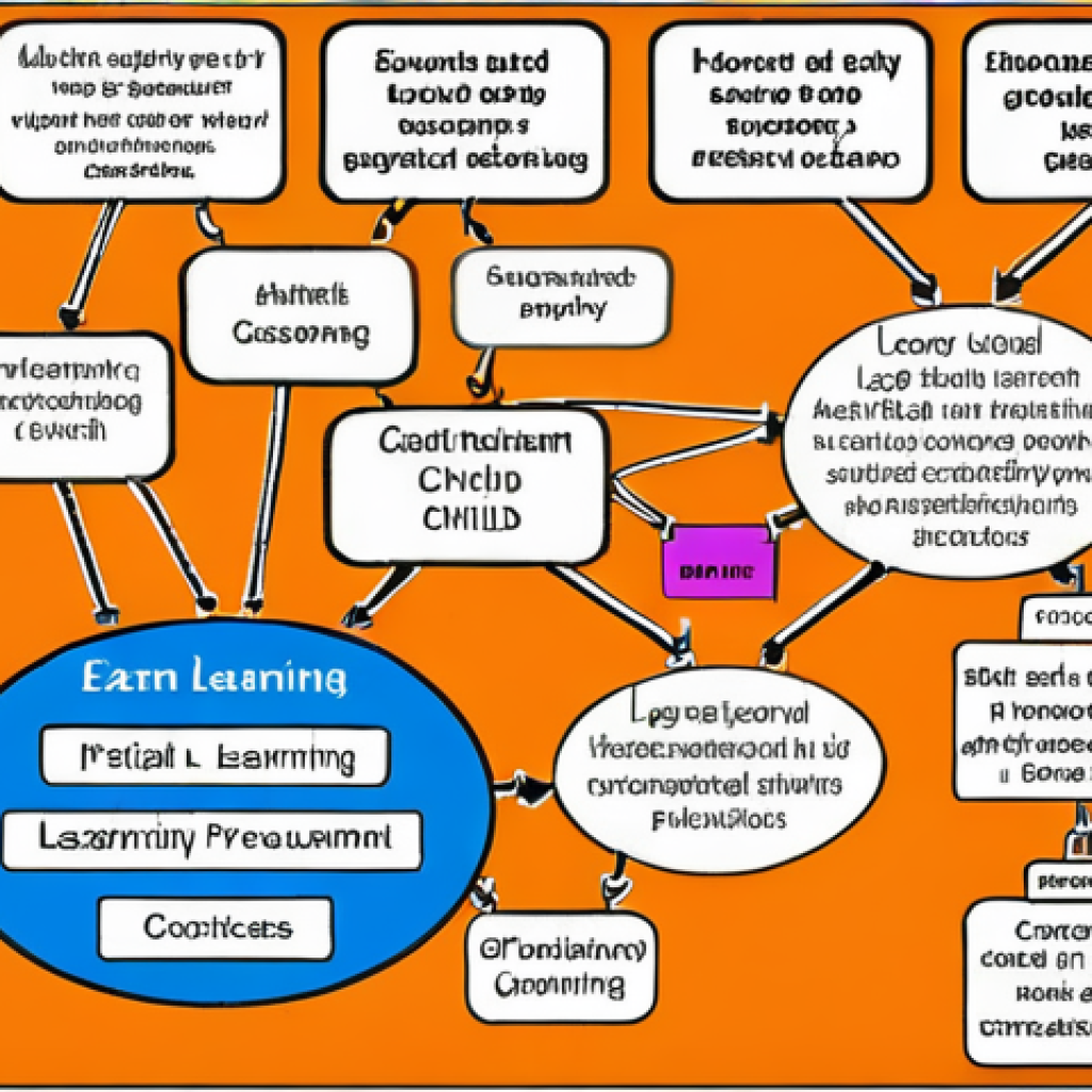** A mind map illustrating key concepts in child counseling preparation: exam structure, study methods (flashcards, active learning), practical aspects, stress management, and legal frameworks, using colorful visuals and connecting lines.

**