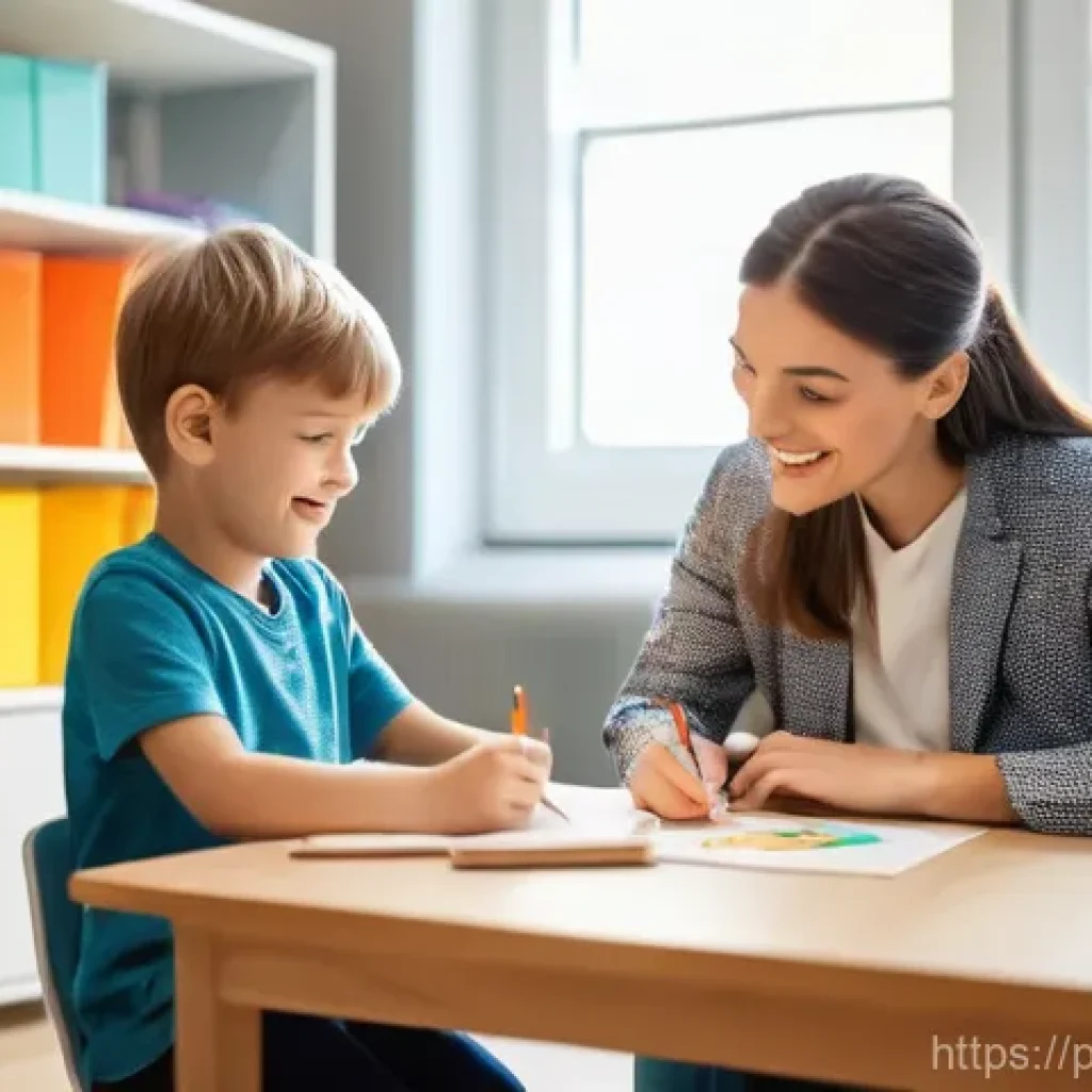 아동상담사 연봉 협상 사례 - **A compassionate child psychologist at work:** A warm, brightly lit image of a female child psychol...