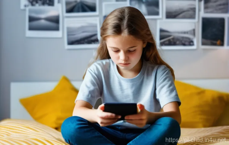 아동상담사 직무 특성 이해 - A young Polish girl, around 10-12 years old, sits on her bed, fully dressed in comfortable casual cl...