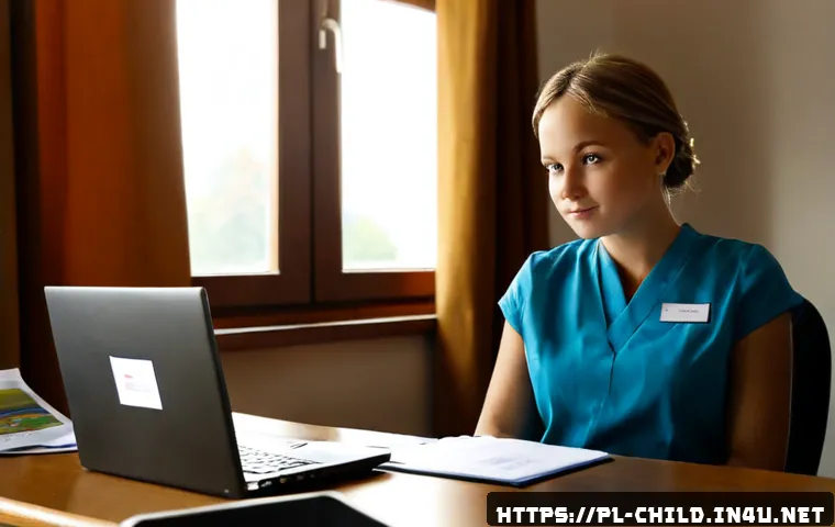 아동상담사 이직 준비 과정 - Photorealistic Polish child counselor preparing for a career transition at a tidy home office desk, ...
